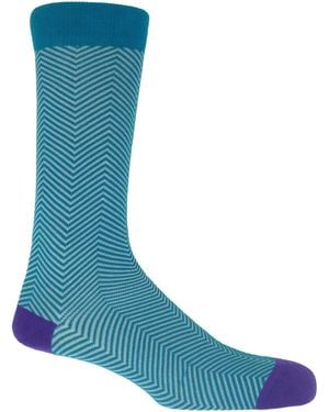 Peper Harow - Made in England Lux Taylor Socks – Marine - Blue