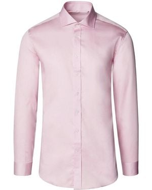 Ron Tomson Pure Cotton Spread Collar Fitted Dress Shirt - Pink