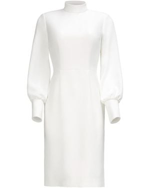Nomi Fame Emira High Neck Long Sleeve Crepe Midi Dress - White