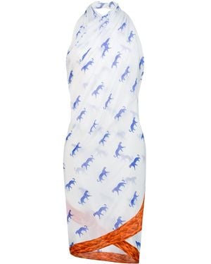 DHARA SHETH DUBAI Leopard Luxe Halter-Style Sarong - Blue