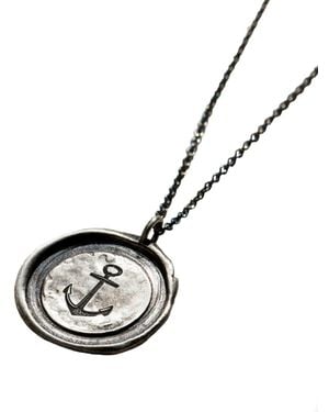 Posh Totty Designs Oxidised Sterling Anchor Wax Seal Necklace - Black