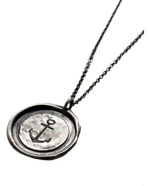 Posh Totty Designs Oxidised Sterling Anchor Wax Seal Necklace - Black