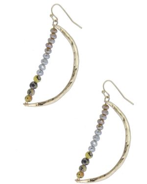 Saachi Glass Bead Semi Circle Dangle Earrings - Metallic