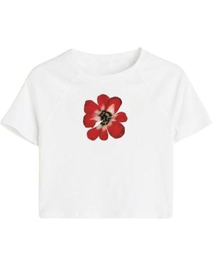 Aura & Co De La Flor Roja Baby Tee - White