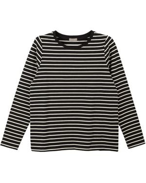 Cove Loose Striped Cotton Lycra Tee - Black