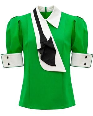 Julia Allert Statement Blouse With Collar And Cuffs – - Green