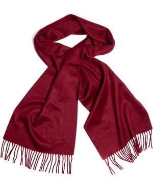 Bel Cashmere Cashmere Scarf With Fringes Burgundy - Red