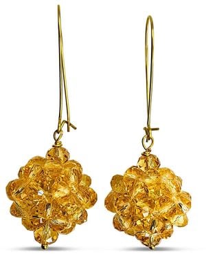 Bellus Domina Yellow Crystal Beaded Gala Earrings - Multicolour