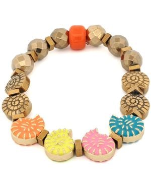 Ebru Jewelry Joyful Sea Shell Colourful Beaded Bracelet - Metallic