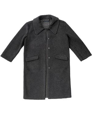 Circular Path Fuzzy Long Coat - Black