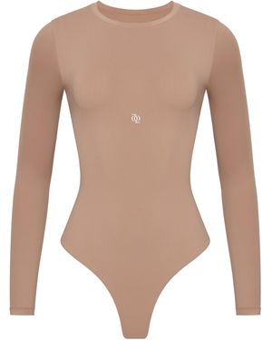Second Skin Solution Neutrals Second Skin Long Sleeve Crew-Neck Bodysuit Nude - White