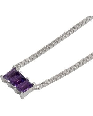 NASI SILVER Kadima Baguette Necklace- Amethyst - Purple