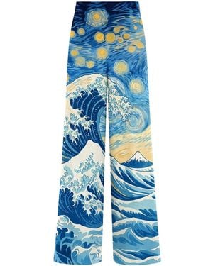 Aloha From Deer Starry Wave Long Loose Trousers - Blue