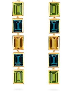 Augustine Jewels Peridot Topaz Citrine Long Drop Earrings - Green