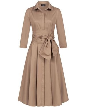 Marianna Déri Taupe Shirt Dress With Tie Belt - Brown