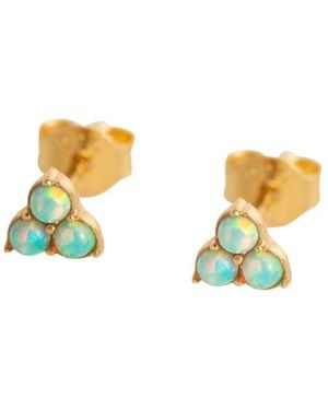 Claire Hill Designs Triple Opal Mini Stud Earrings - Metallic