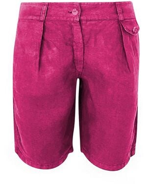 Haris Cotton Linen Bermuda With Zip And Button Pomegranate - Pink