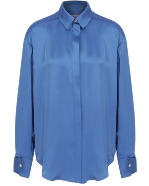 NAZLI CEREN Ravenna Satin Shirt - Blue