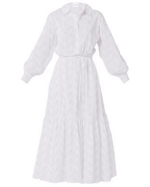 REISTOR Embroidered Flowy Maxi Tiered Dress - White