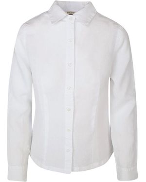 Haris Cotton Linen Long Sleeved Shirt With Darts - White