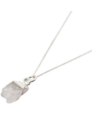 Harfi Raw Moonstone Sterling June Birthstone Necklace - White