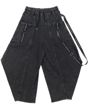 Circular Path Balloon Denim Jeans - Gray