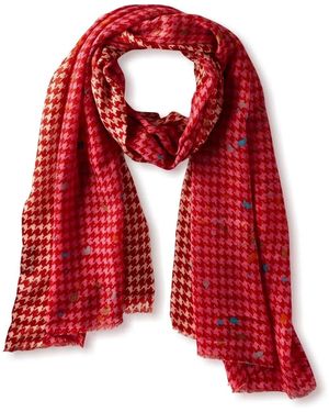 Saachi Fun Houndstooth Scarf - Red