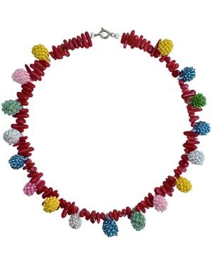 Black and Wild Berry Kissed Coral Necklace - Red