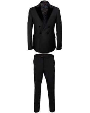 DAVID WEJ Alfredo Dress Double Breasted Velvet Peak Lapel Tuxedo Set – - Black