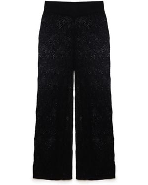 Peraluna Emma Lace Knit Flared Trouser - Black