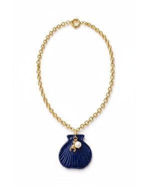 Carolina Benoit Cobalt Shell Pendant Necklace - Blue