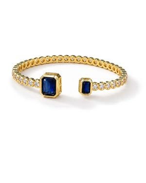 Saéa Deep Emerald-Cut Quartz Open Cuff Bracelet - Metallic