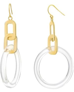 Gold & Honey Link Drop Earrings - Metallic