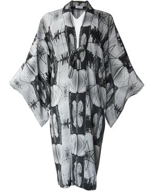 Babs Boutique NYC Brooklyn Bridge Silk Crepe De Chine Kimono - Black