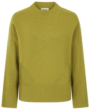 Loop Cashmere Ribbed Detail Lofty Crew Sweatshirt - Green
