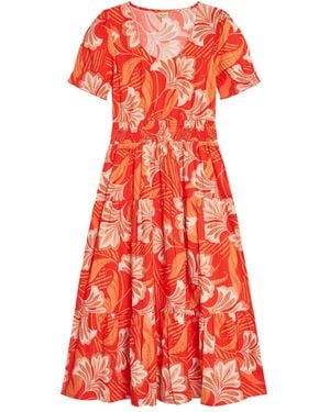 Inara Molokai Sunset Cotton Dress - Red