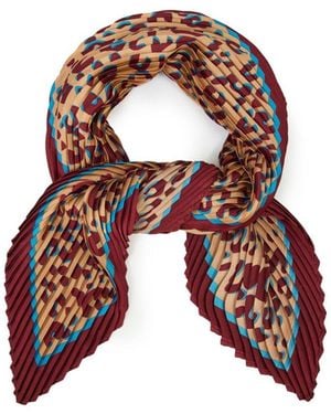 Saachi Animal Print Pleated Burgundy Bandana - Brown