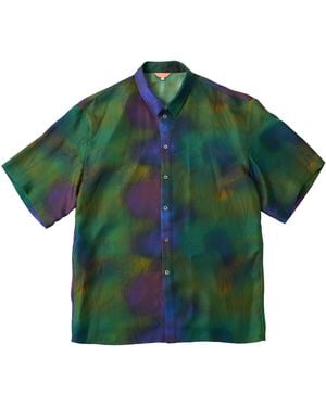 Lost Pattern Brooklyn Oversized Silk Shirt - Green