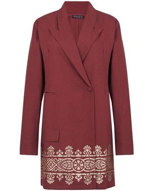 Nesavaali Fired Brick Printed Blazer Mini Dress