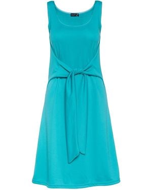 Conquista Sleeveless A Line Dress With Tie Waist - Blue