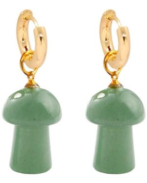 VALERIE CHIC Mushroom Aventurine Earrings 18K - Green