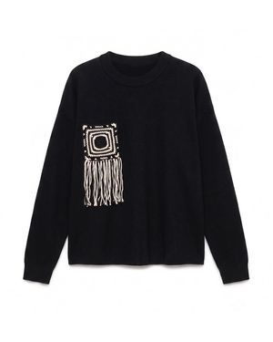 Tantra Spain Sl Knitted Sweater With Pocket And Crochet Detail - Black