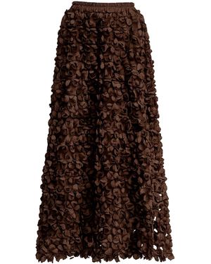 Tantra Spain Sl Long A-Line Organza Floral Skirt With Elastic Waistband - Brown