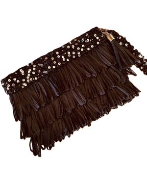 Springmoonatelier Luxury Star Sequin And Tassel Handmade Raffia Handbag - Brown