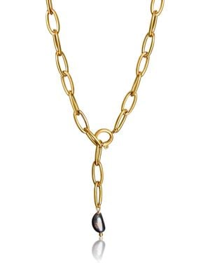 Mg Jewelry Paperclip Pearl Necklace - Metallic