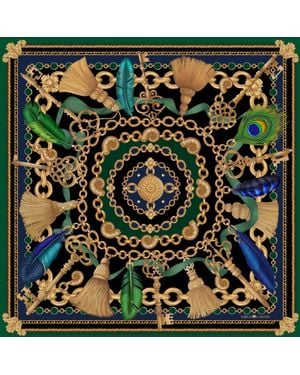 Emily Carter The Charm & Feather Silk Scarf - Green
