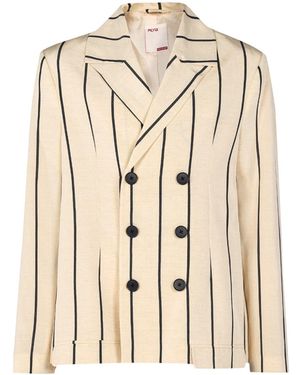 Pcfg Neutrals Free Heaven Kutnia Striped Oversized Blazer - Natural