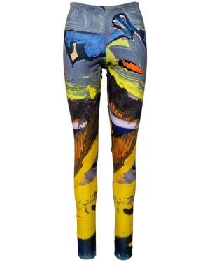 ARTISTA Bluebird Printed Leggings - Yellow