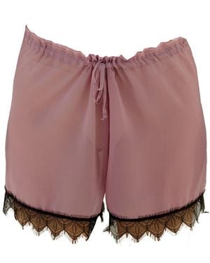 Noblesse Oblige A Chiffon Drawstring Eyelash Lace Trimmed Shorts - Purple