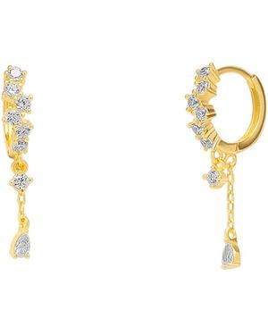 Spero London Dripping Sterling Huggie Drop Earring - Metallic